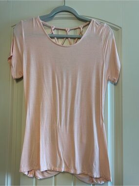 VENUS Pale Pink Short Sleeve Top with Braided Back Detail